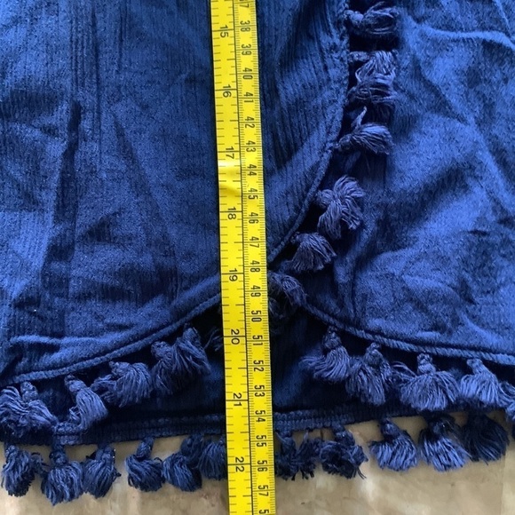 J. Crew Factory Faux Wrap Skirt‎ navy tassels size small bohemian summer - Picture 9 of 10